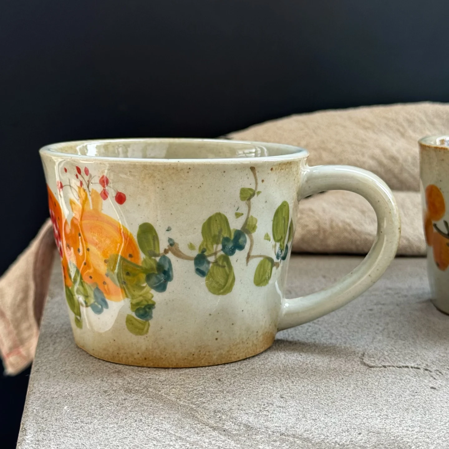 

Jingdezhen Hand-Painted Large Capaci Cerc Mugs Office Home Use Water Cup Tea Cup Coffee Cup Retro Glaze under Color