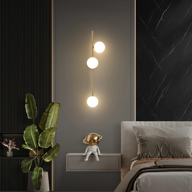 

*Full copper living room lamp long magic bean background wall bedroom bedside wall lamp