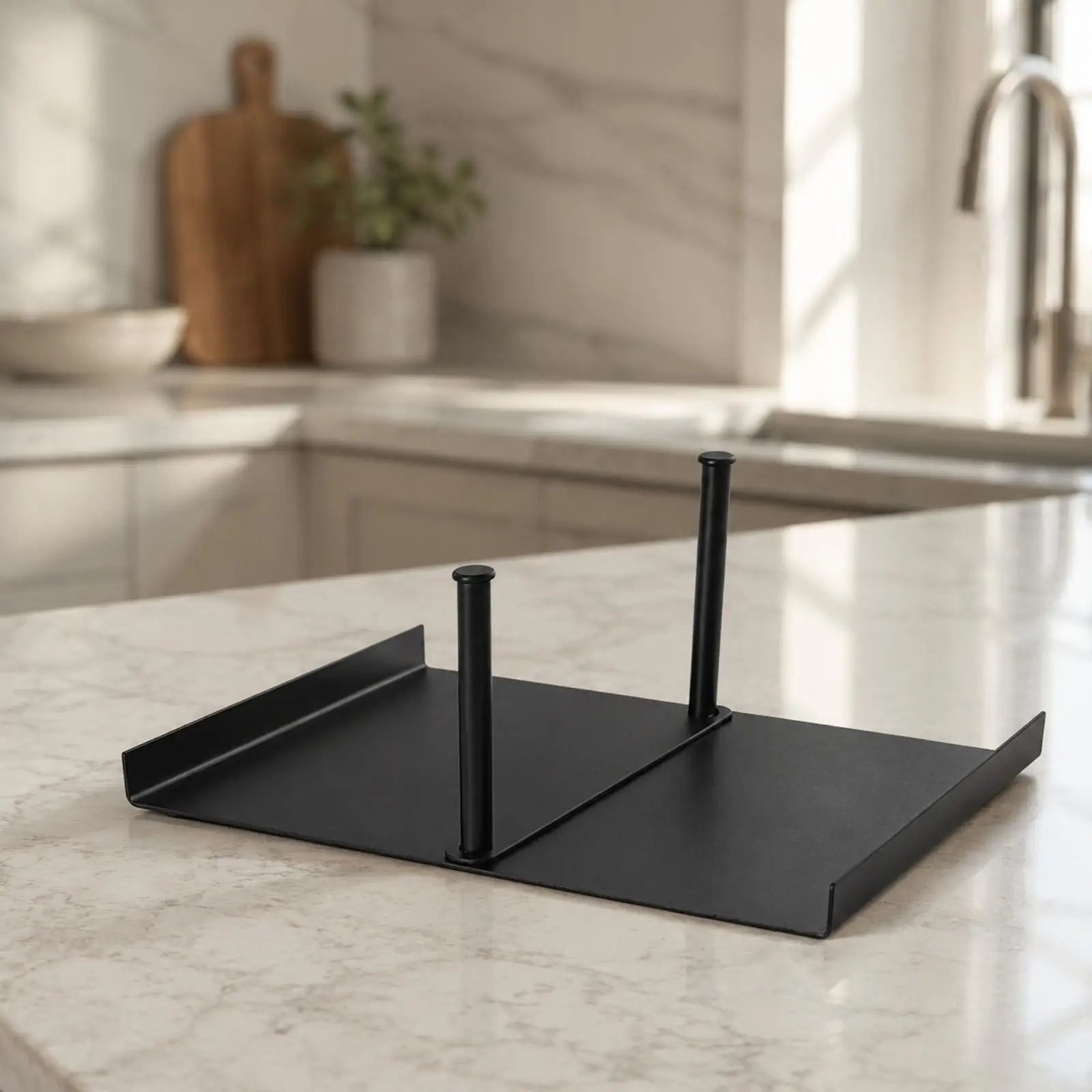 Elegant Metal Kitchen Napkin Rack Square Tissue Holder Box for Dining Table Countertop Office Desk Organizer