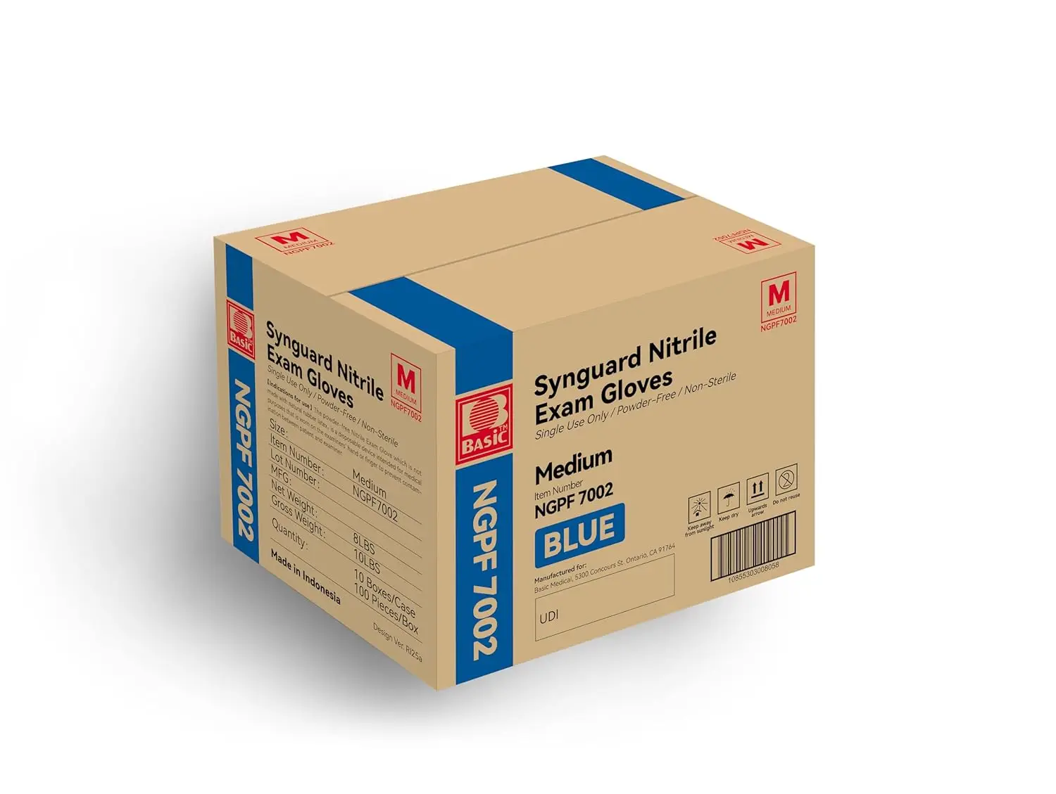 

Blue Nitrile Exam Gloves, Latex-Free & Powder-Free, Medium Size, Case of 1,000 - Ideal for Medical Use