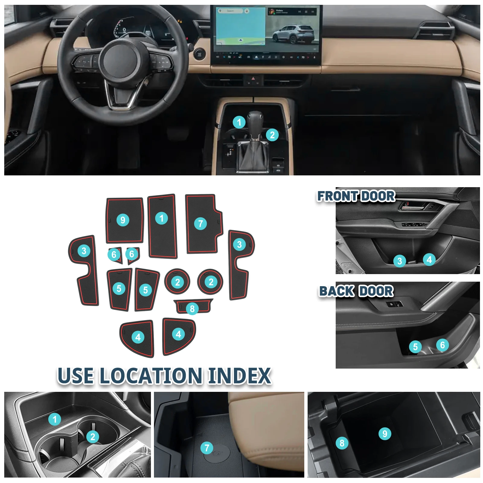 LFOTPP Türrillenmatte für 2026 Mazda CX-5 LHD Rutschfeste Türlückenmatten Mazda CX-5 Auto-Innenausstattung Mazda CX-5 Zubehör – Detail 2