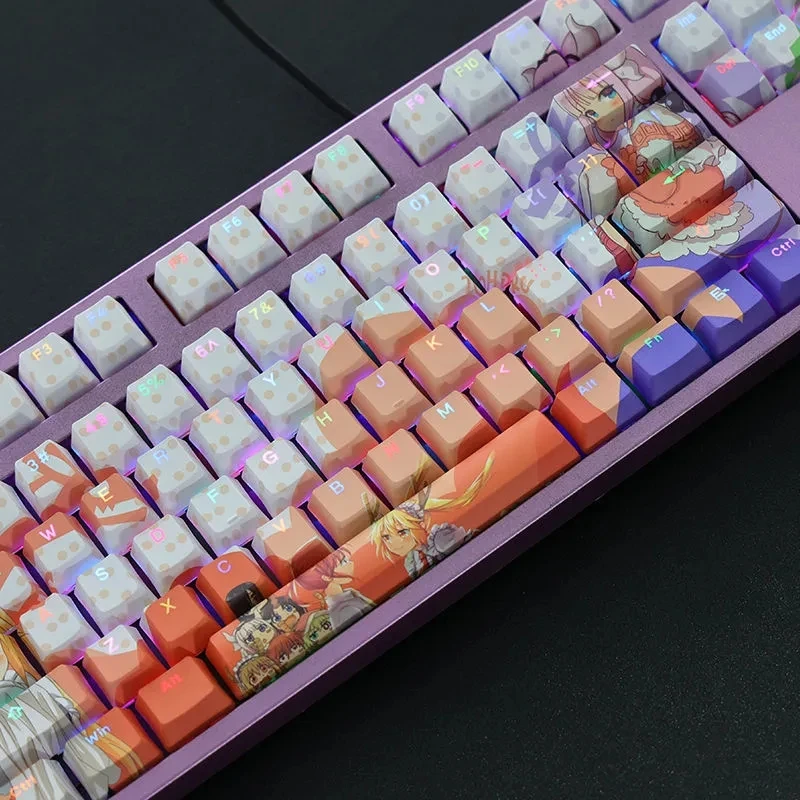 Imagem -02 - Chaves Miss Kobayashi Dragão Maid Keycaps Perfil Oem Anime Japonês Keycaps Pbt Dye Sublimação Teclado Backlight Keycap 108