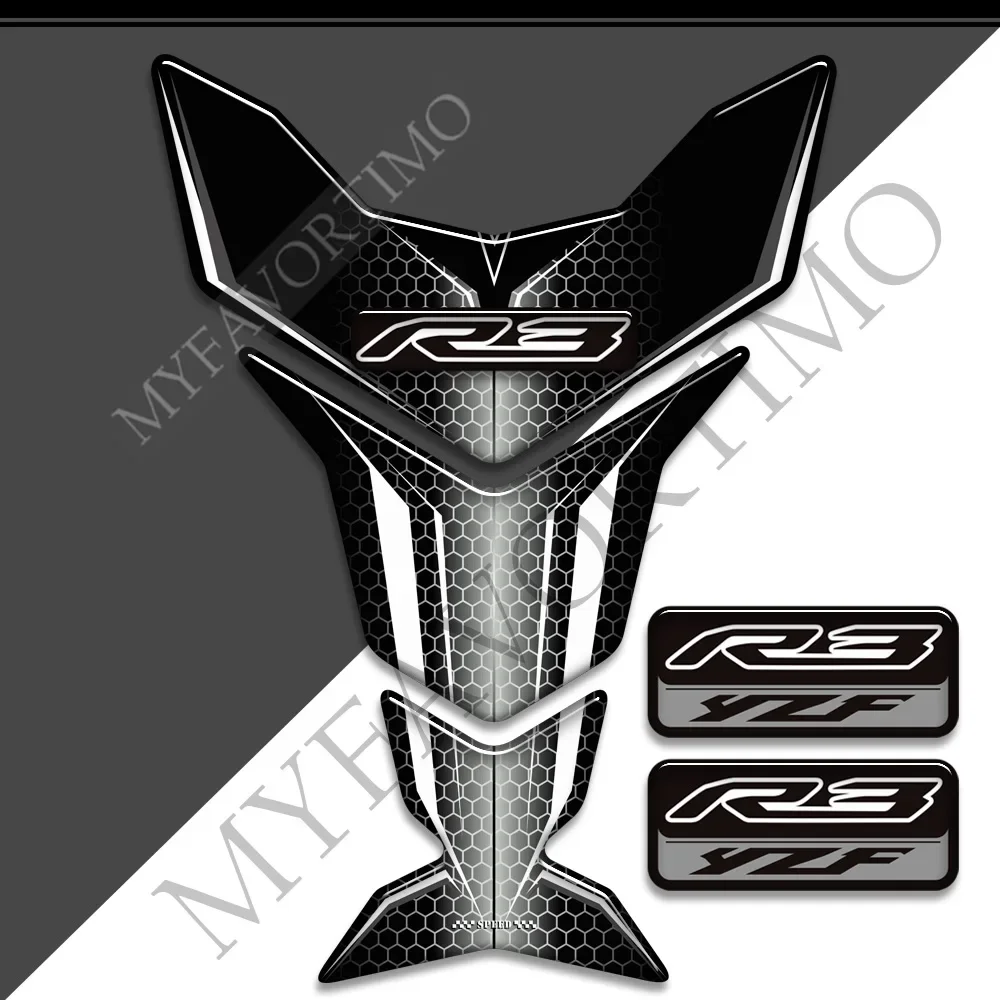 

Stickers Emblem Logo Tank Pad Decals Fuel Protector Motorcycle Gas Knee Kit Fairing For YAMAHA YZF R3 YZF-R3