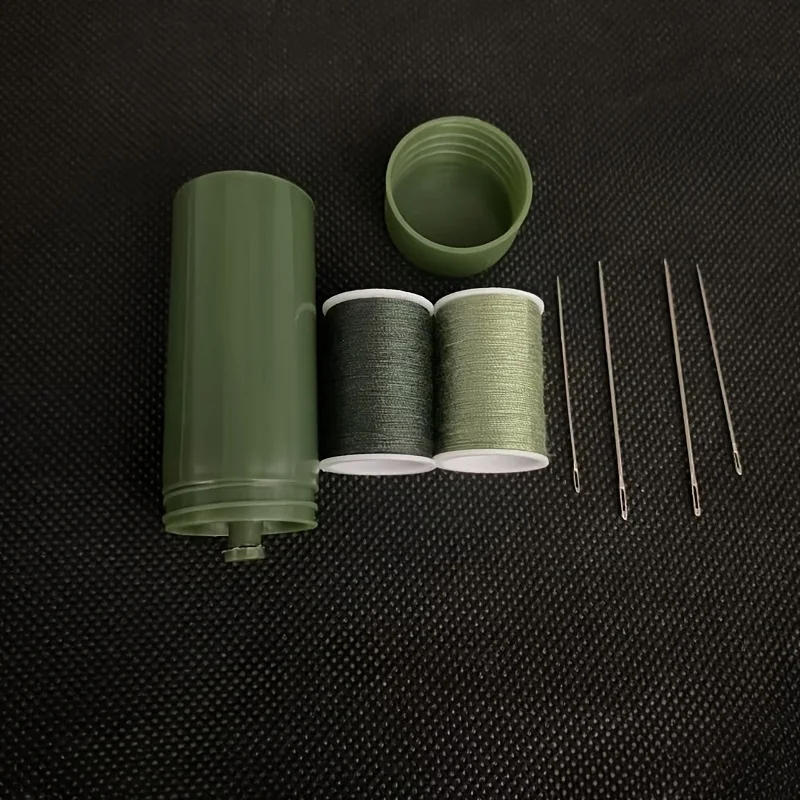 Military Green Portable Sewing Kit, Compact Emergency Repair Set with Threads & Needles, Travel Sewing Supplies for Quick Fixes view 3