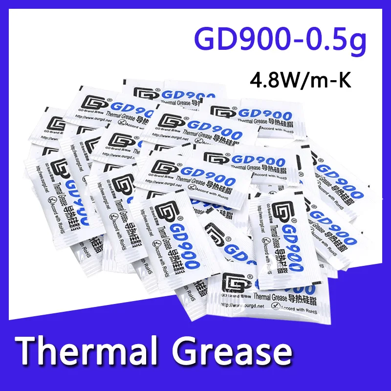 50/100 sztuk GD900 smar termiczny 0.5g 4.8W/mk pasta termiczna przewodzący silikonowy tynk radiator kompound dla GPU chłodnica procesora