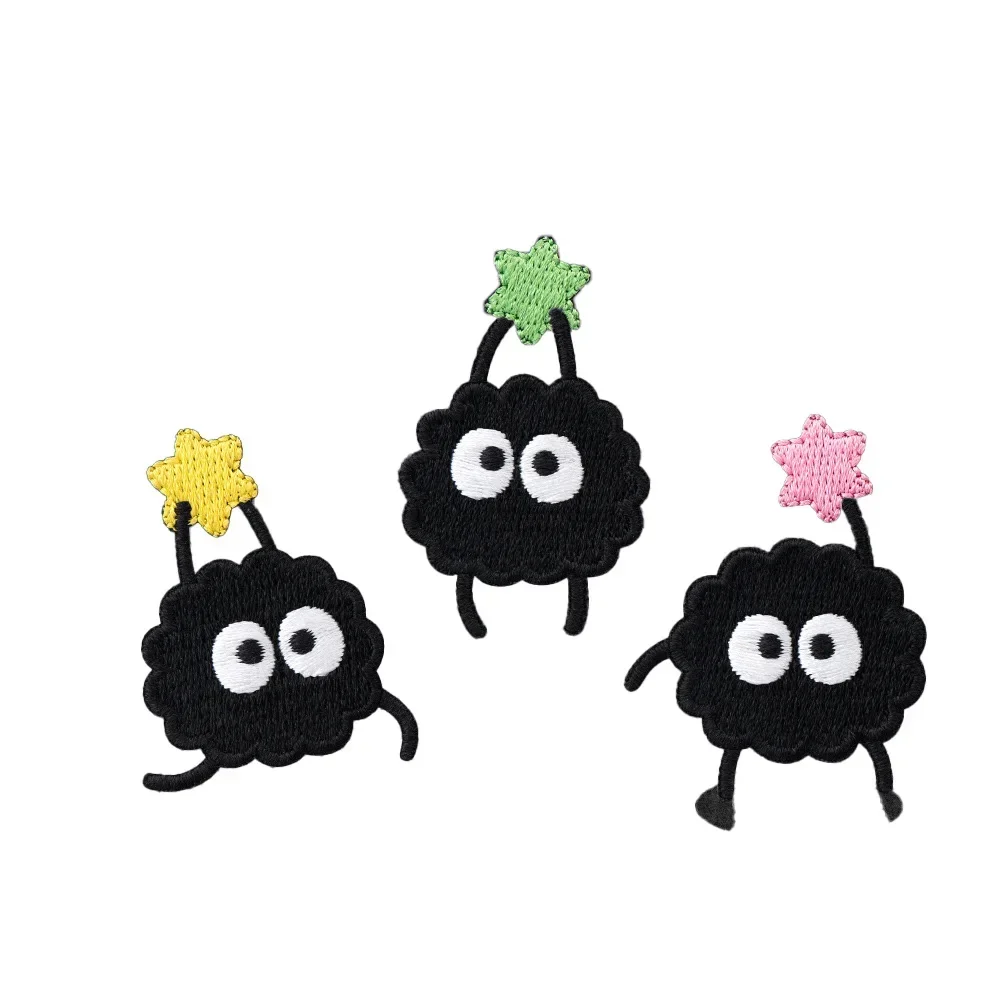 Autocollants En Tissu Brodés Pixie,  Dessin Animé Noir, Mignon, Décoration, Doudoune, Patch Pour Vêtements Auto-adhésif