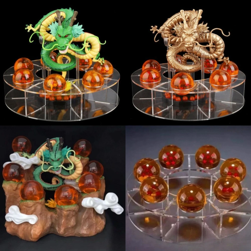Dragon Ball Z Acryl 7-Stern-Kristall-Dragonball-Ausstellungsständer PVC-Cartoon-Statue Tischdekoration Drachenhandmodell-Szenenset