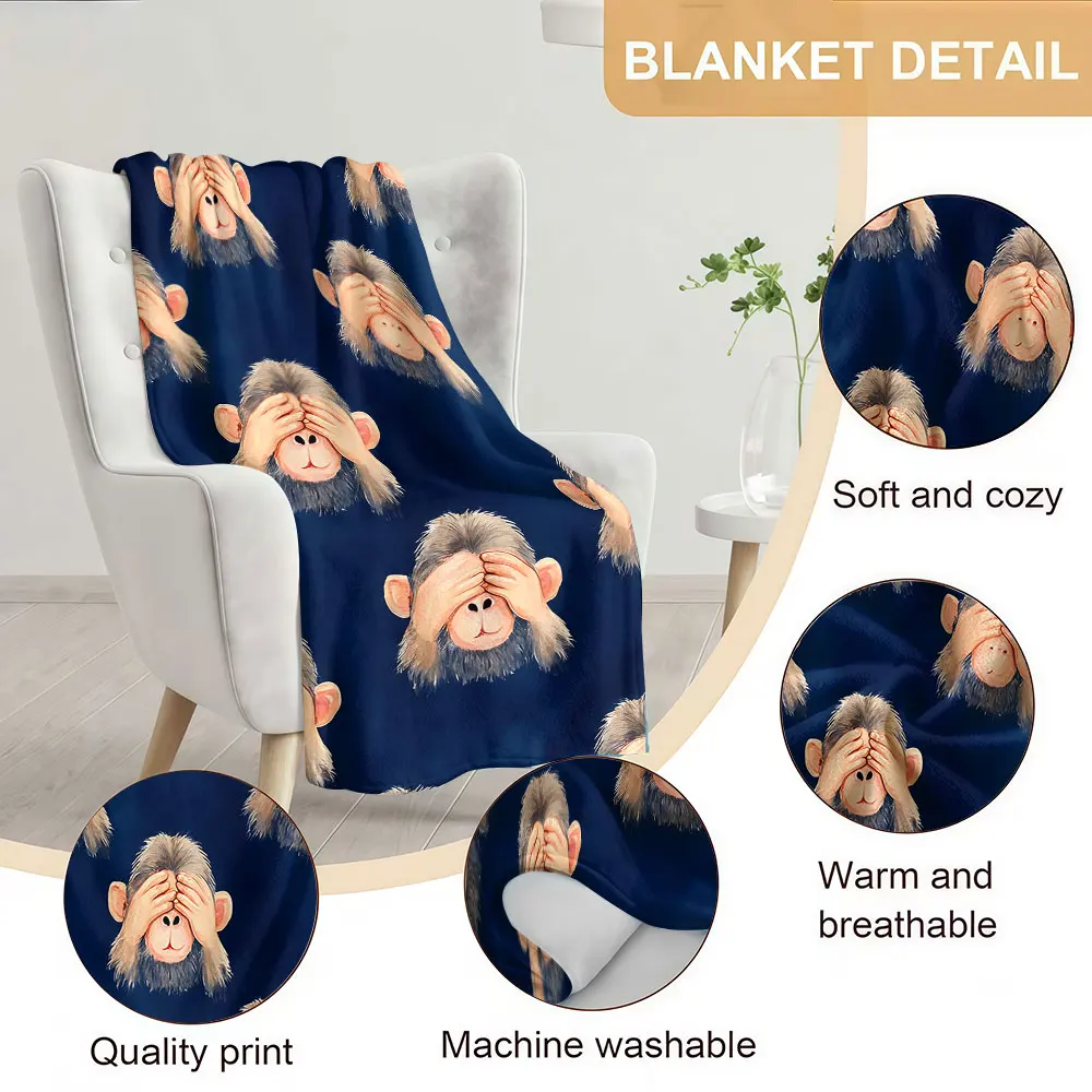 Covered Monkey Soft Warm Flannel Blanket Lightweight Cozy Christmas Halloween Home Decor Room