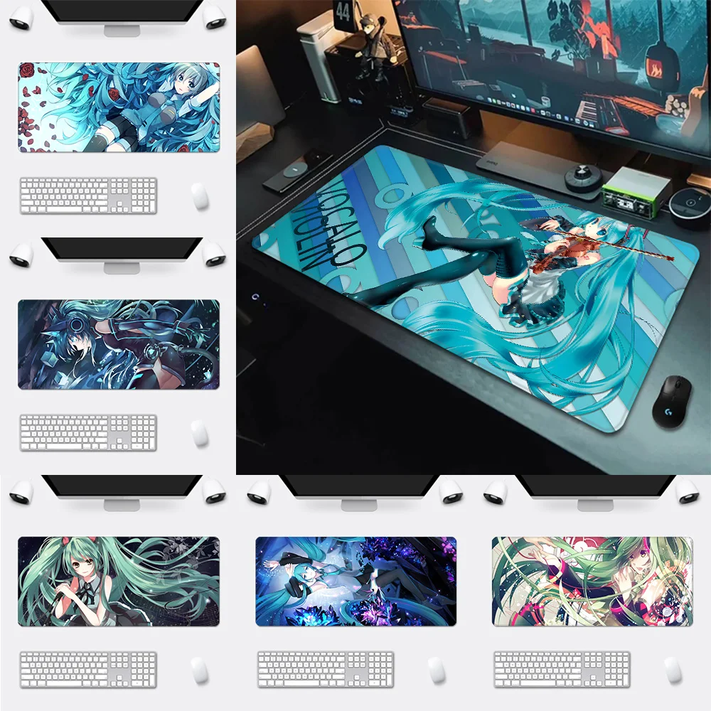 H-Hatsunes M-Miku Mousepad HD Printing Computer Gamers Locking Edge Non-slip Mouse Pad XXL90x40cm Keyboard PC Desk Pad