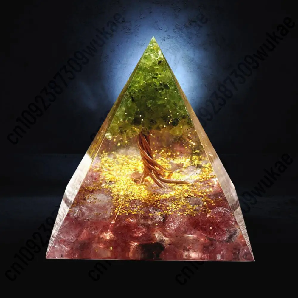 Orgone Pyramid Crystal Stone Energy Generator Natural Amethyst Peridot Reiki Chakra Meditation Crystal Room Decor Christmas Gift