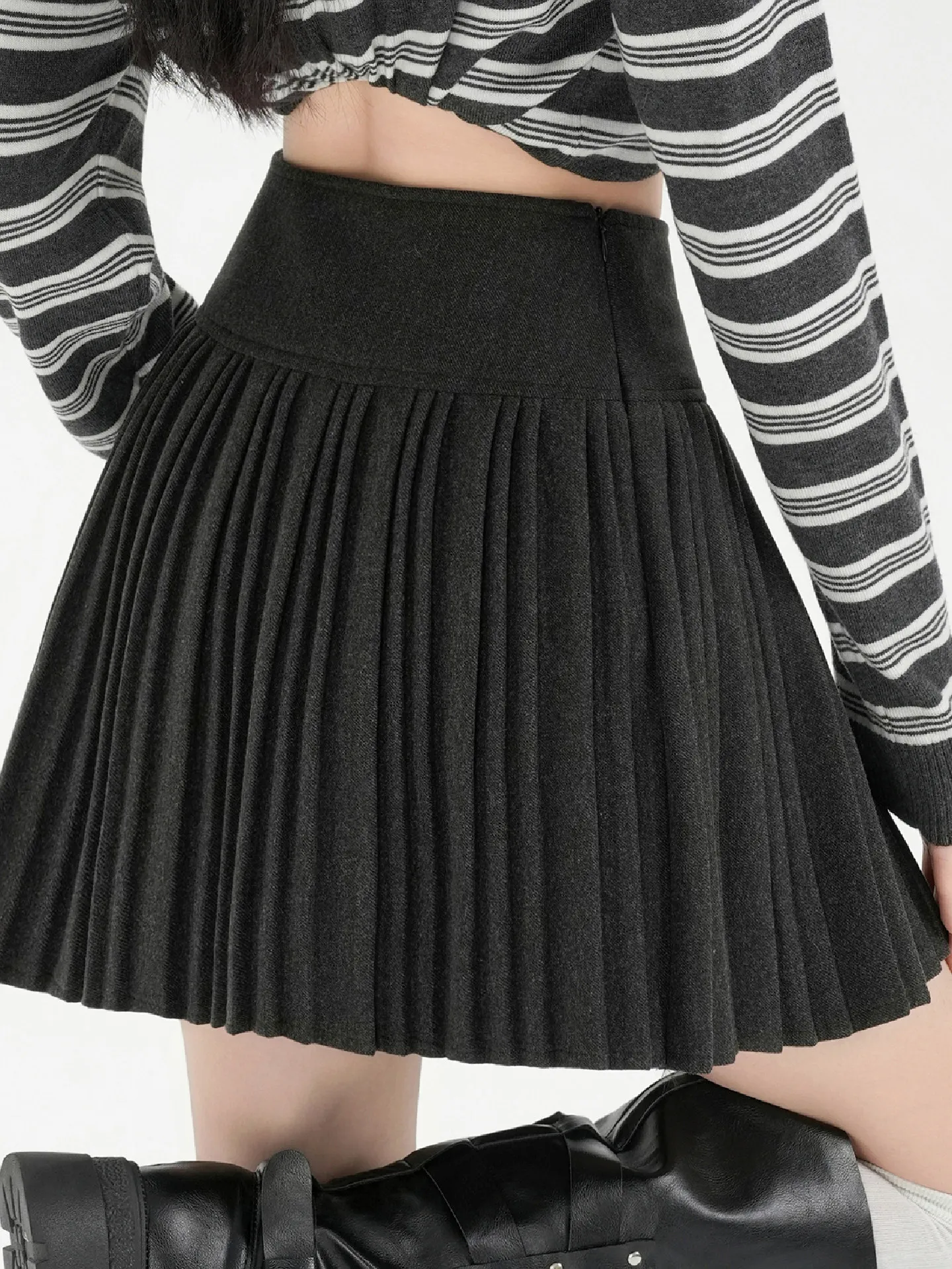 

Юбка А-силуэта с высокой талией, женская шерстяная плиссированная юбка, осенне-зимняя новинка, не просвечивает, для прогулок