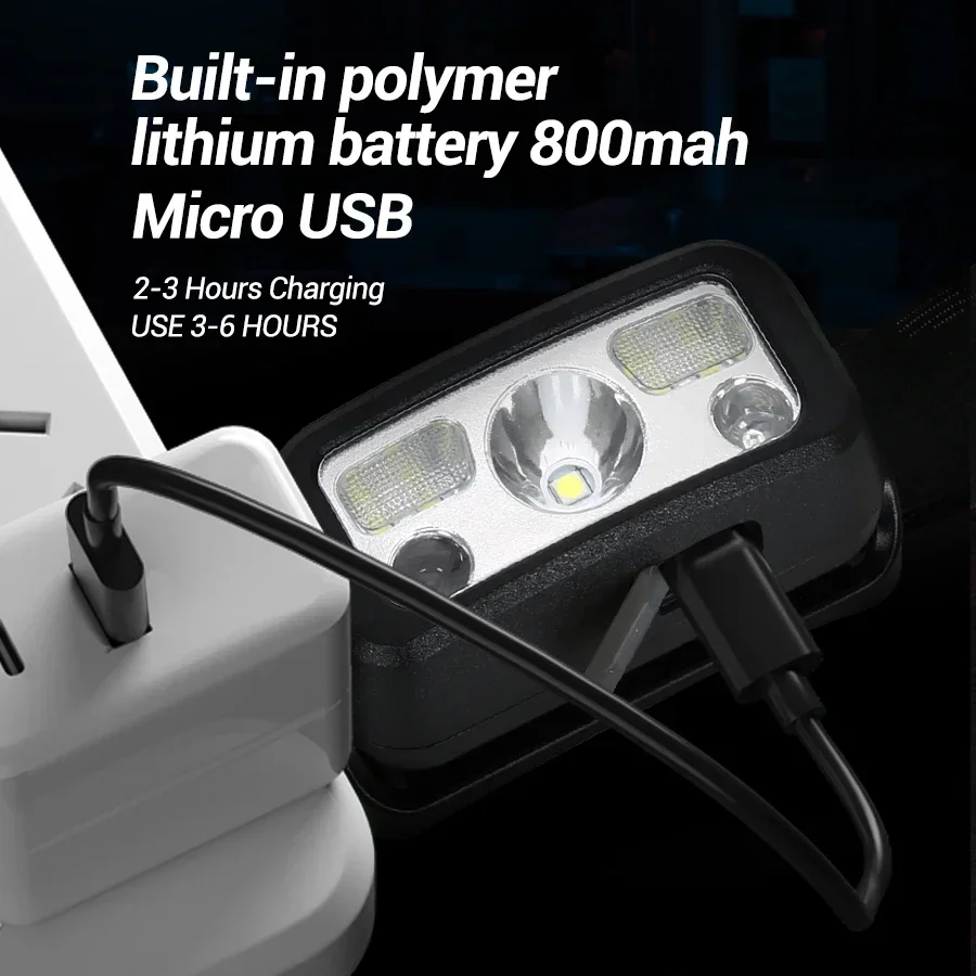 ミニ LED 充電式センサーヘッドランプ内蔵バッテリー USB ヘッド懐中電灯屋外防水キャンプ釣りヘッドライト
