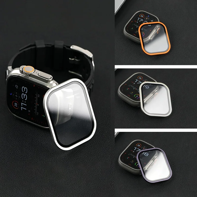 Tempered Glass for Apple Watch Ultra 49mm Titanium Metal Frame Anti-Scratch film for Series Ultra 3 Screen Protector Accessories