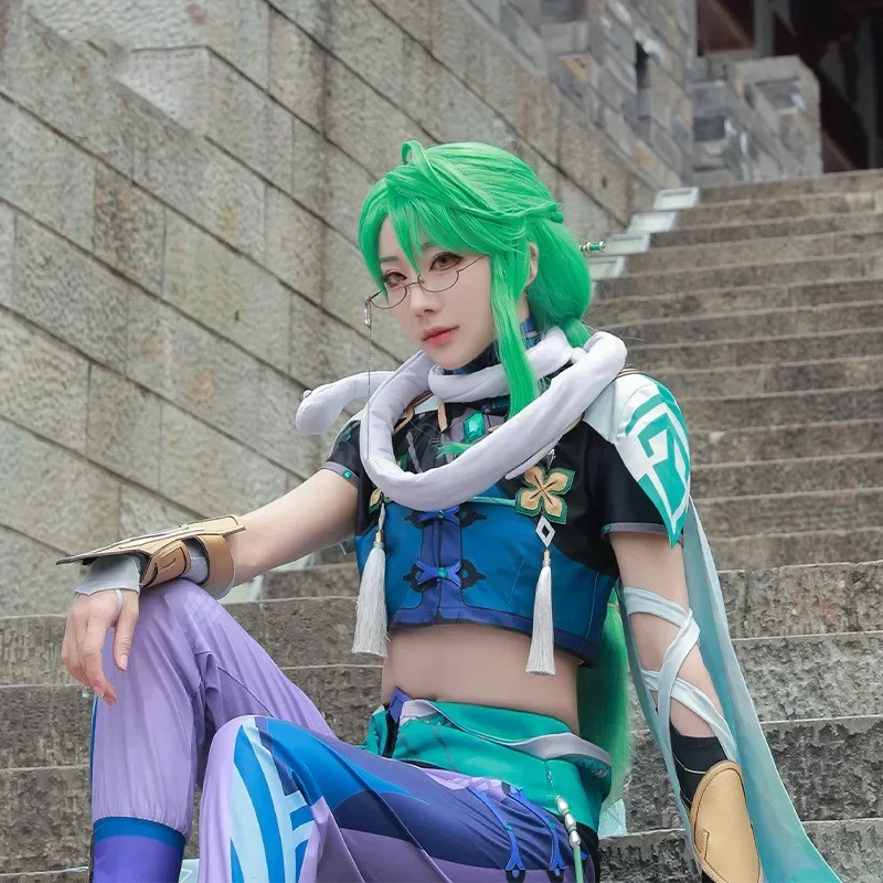 Косплей Bai Zhu Genshin ударопрочные костюмы Baizhu костюмы на Хэллоуин для взрослых мужчин женщин игровой костюм наряд с париком обувь косплей наряд