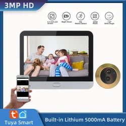 Tuya Smart Security Home 2.4G Wifi Door Peephole Video Eye Camera With 4.3 Inch LCD 3MP One Way Audio Wireless Door Camera