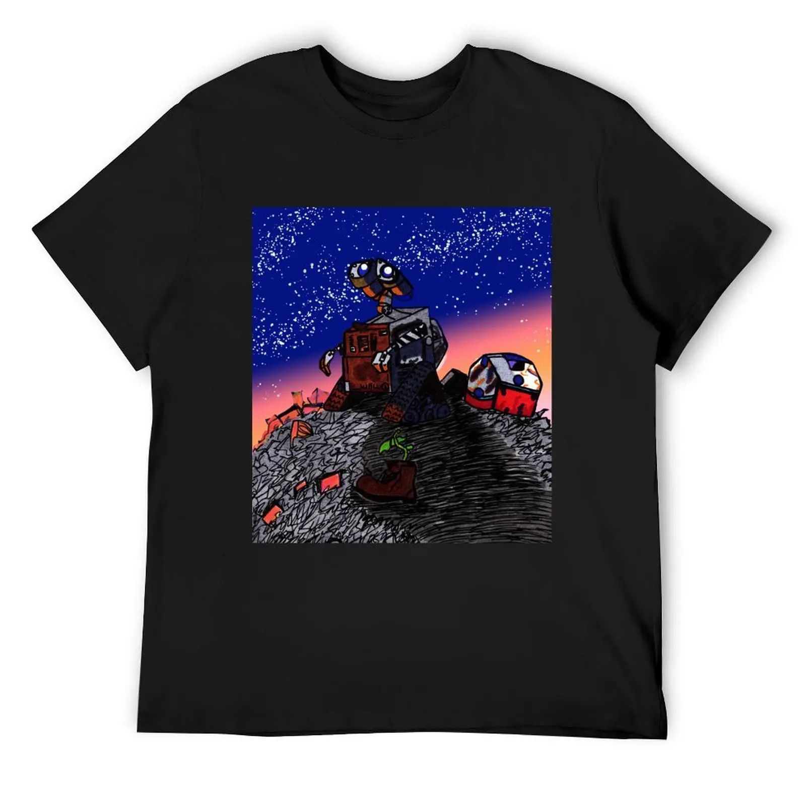 Walle Star Gazing T-Shirt anime clothes graphics custom t shirt summer top mens designer clothes