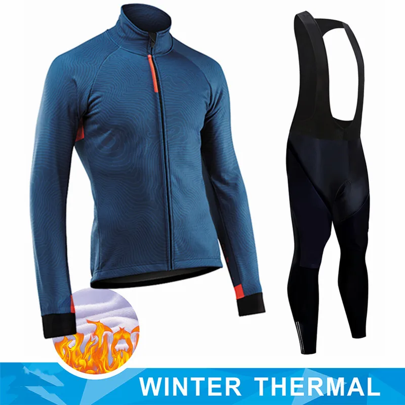 AliExpress NONE 2026 New Thermal Fleece Cycling Jersey Set Winter Long Sleeve MTB Racing Bike Jersey Suit For Men Bib Pants Set Cycling Clothing