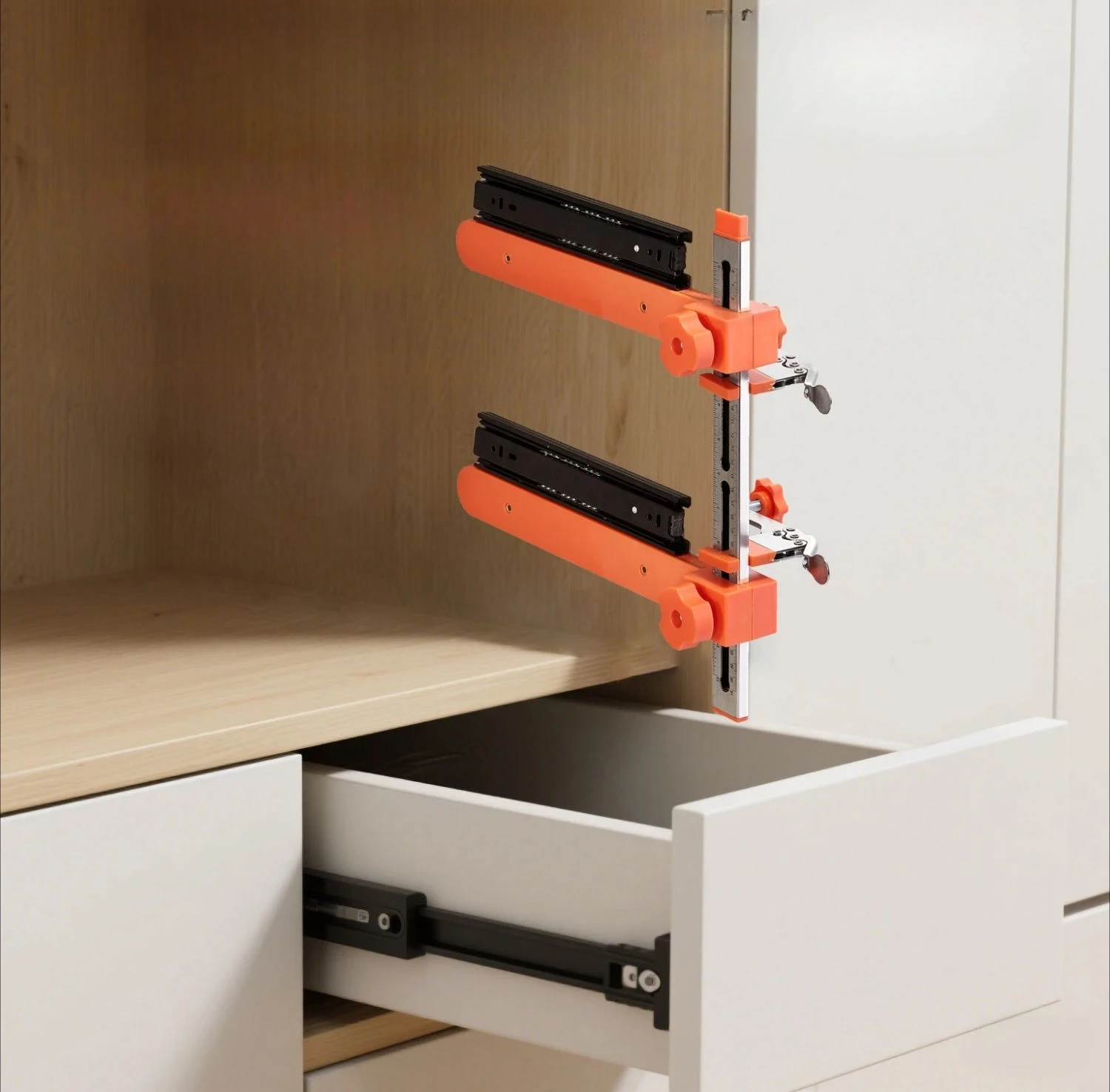 Spliceable Drawer Rail Helper, Adjustable Slide Jig, Precision Fastening Tool for Custom Cabinet Hardware Setup