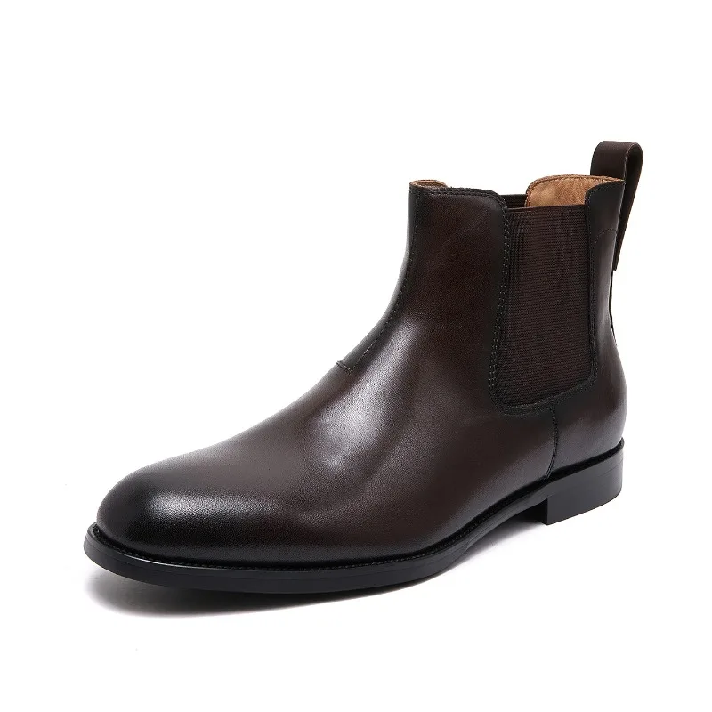 

Vintage Mens Genuine Leather Ankle Boots Luxury Handmade Quality Comfortable 2026 Autumn British Style Elegant Social Shoes Man