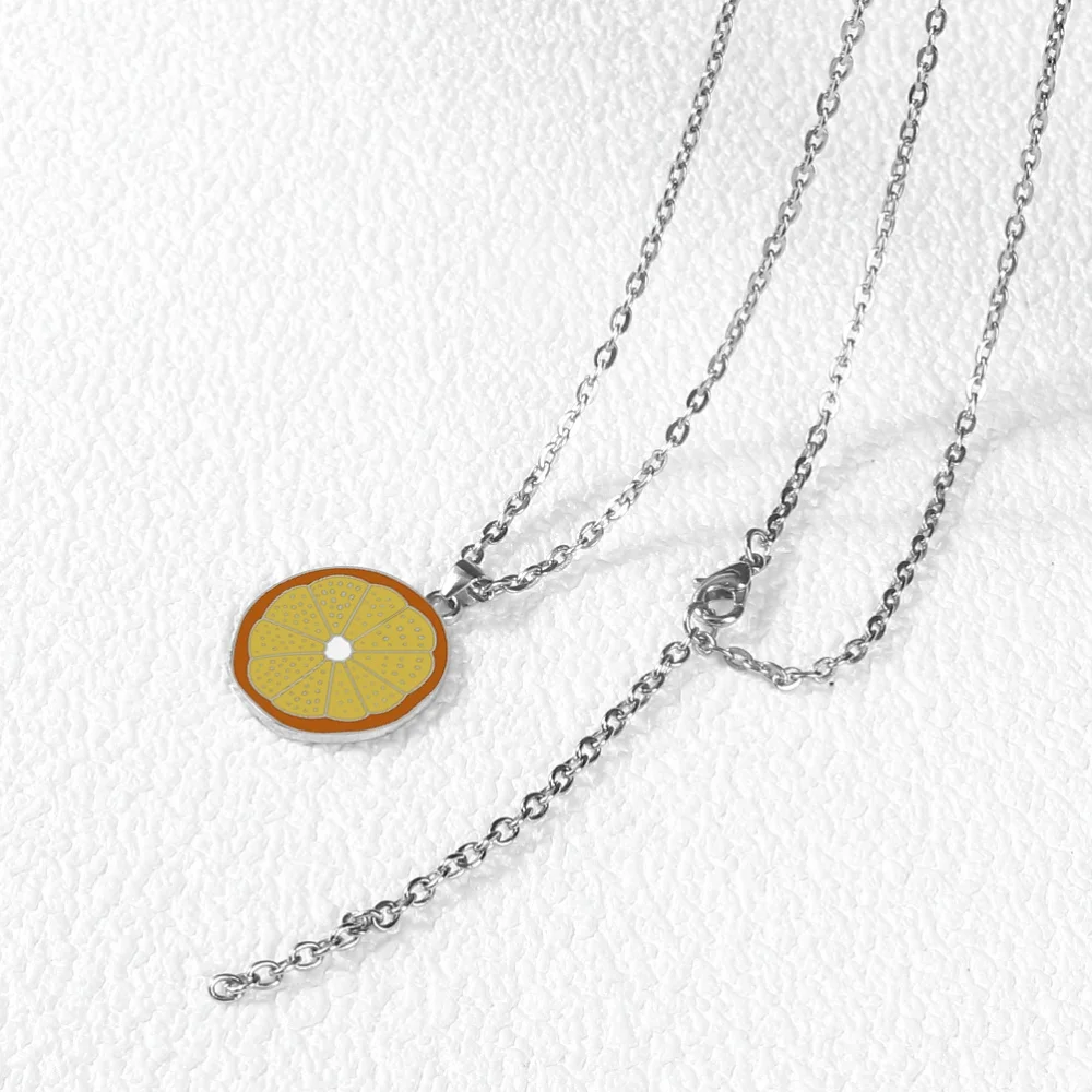Four Color Lemon Slice Pendant Necklace Cute Fruit Citrus Jewelry Gifts For Women Girls Yellow Gold Plated Fashion Chains Summer