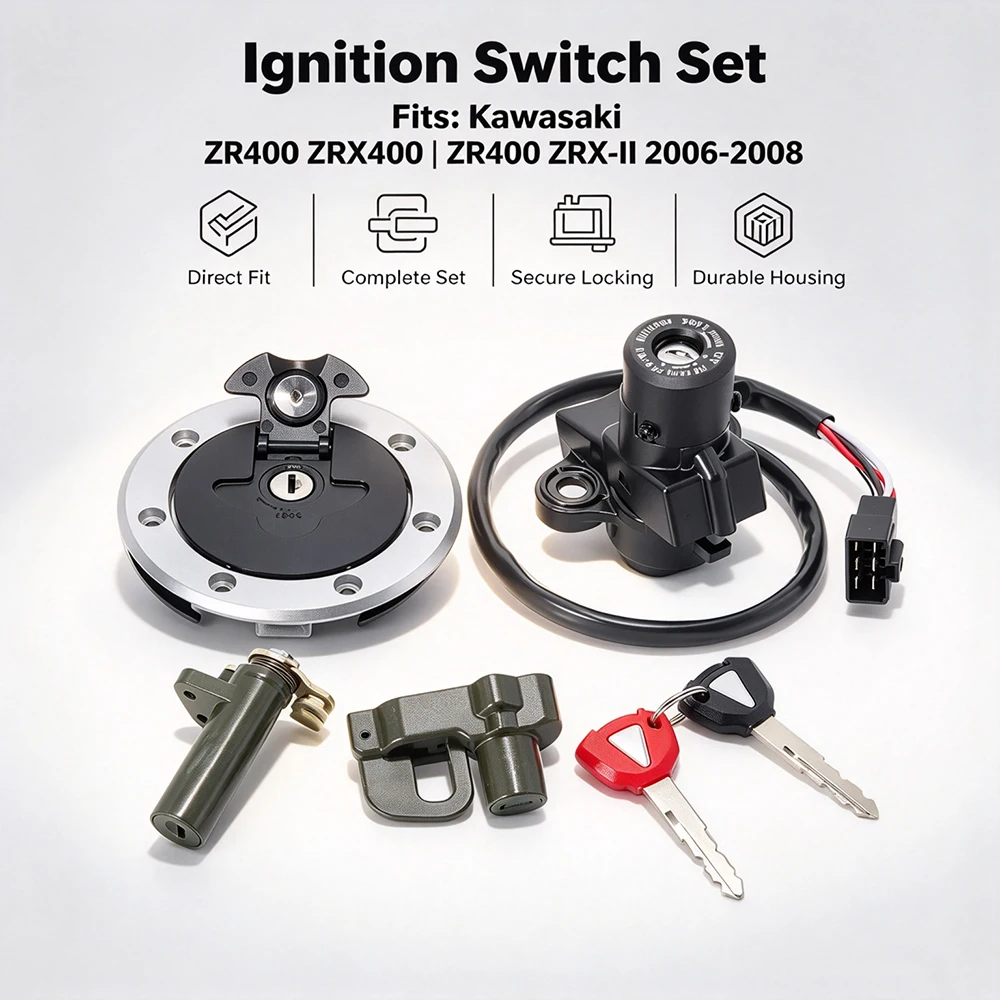 OEM:27045-5363 51049-0022 Ignition Key Switch Fuel Gas Cap Seat Lock Kit For Kawasaki ZR400 ZRX400 ZR400 ZRX-II 2006-2008