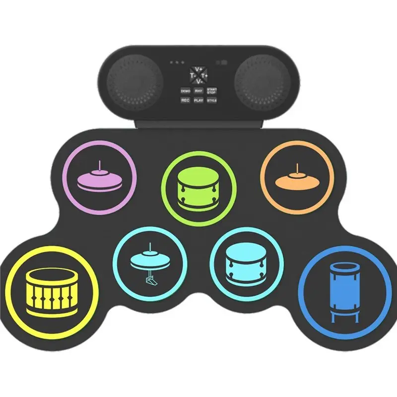 

Electronic Drum Set With Drum Sticks And Pedals Portable Practice Drum Pad Kit BT Electric Drum Set For Kids Boy Gifts