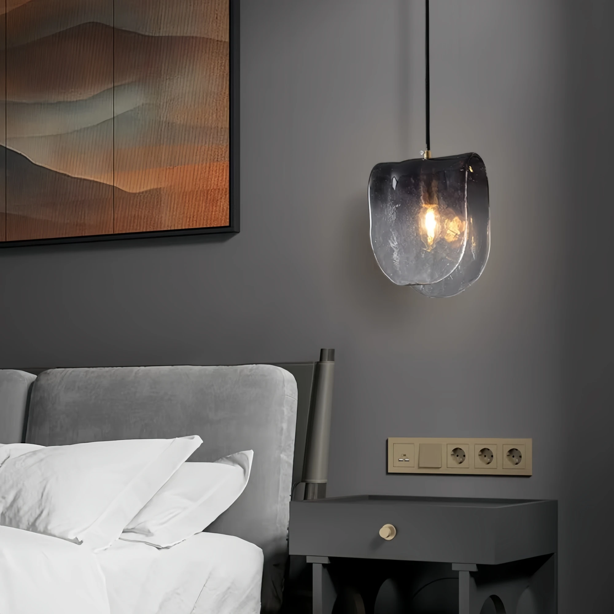 

YEBMLP Gradient Glass Pendant Light Indoor Decor Chandelier Dining Table Bedroom Parlor Hanging Light Creative Suspended Lights