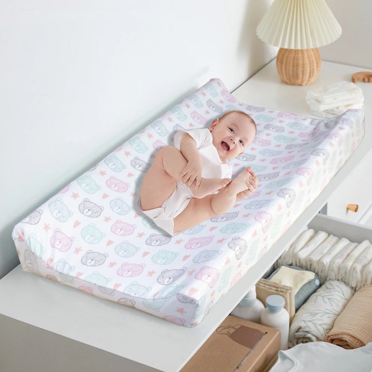1Pc Baby Changing Pad Cover, Soft Waterproof Diaper Changing Table Cover with Elastic Fit, Washable Nursery Pad Sheet for Infant
