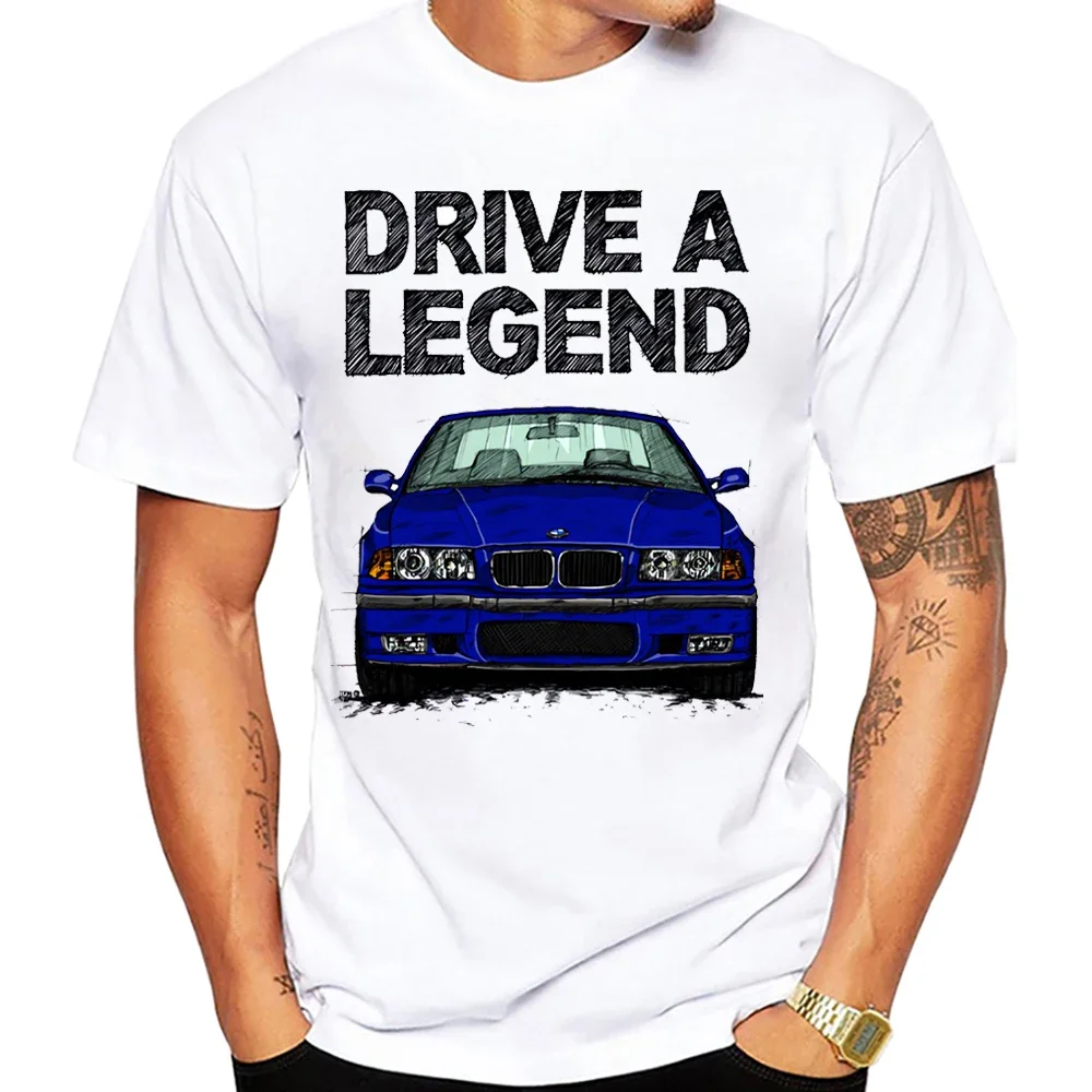 Drive A Legend E36 M3 Compact 90's T-Shirt Summer Men Short Sleeve Harajuku BM Car Design Boy Casual Tops Hip Hop White Tees