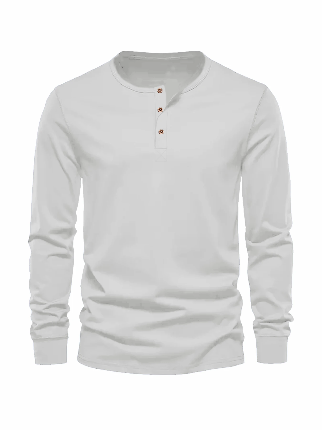 تي شيرت رجالي بأكمام طويلة ورقبة هينلي تي شيرت بقصة ضيقة قميص للياقة البدنية تي شيرت بأزرار ورقبة كاجوال مريح #4