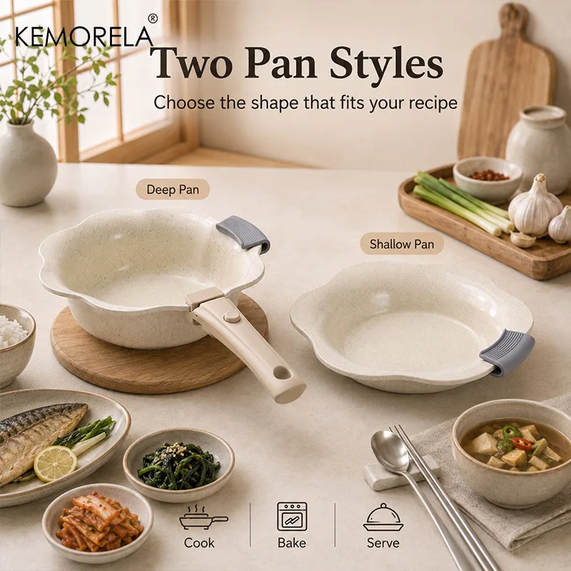 Korean-Style Aluminum Alloy 'Flying Saucer Plate' With Handles Ceramic Coating Suitable for Pan-Frying Chicken Wings and Steaks