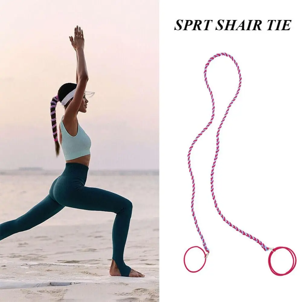 2PCS Elastic Sports Ponytail Anchor Windproof Fried Dough Twist Sports Headband Twisted Design Twisted Hair Rope For Women