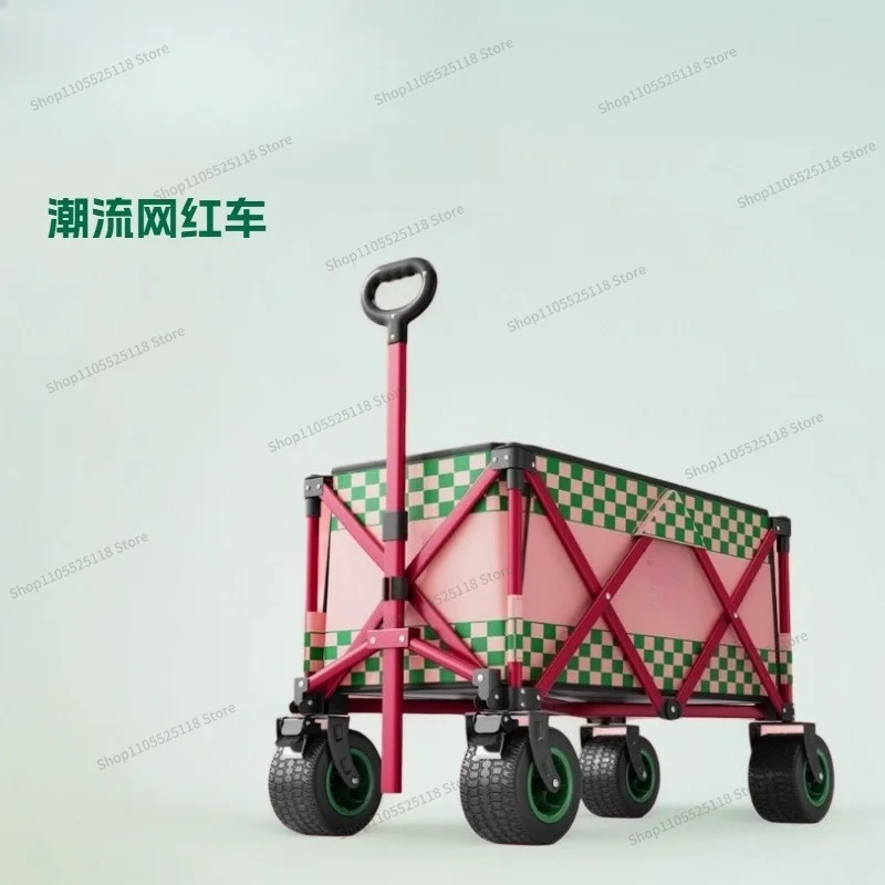For Gathering Type Outdoor Camping Car Oversized Camper Cart Trailer Foldable Trolley Picnic Mobile Stall Car