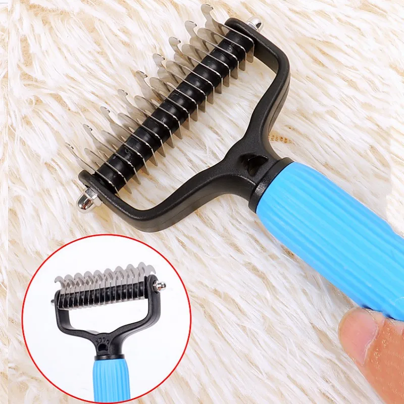 Dog Comb Knife Dogs Combs Double-sided Pet Hair Remover Stainless Steel Dog Brush for Hair Knot Cleaning Dogs Brush Pet Products