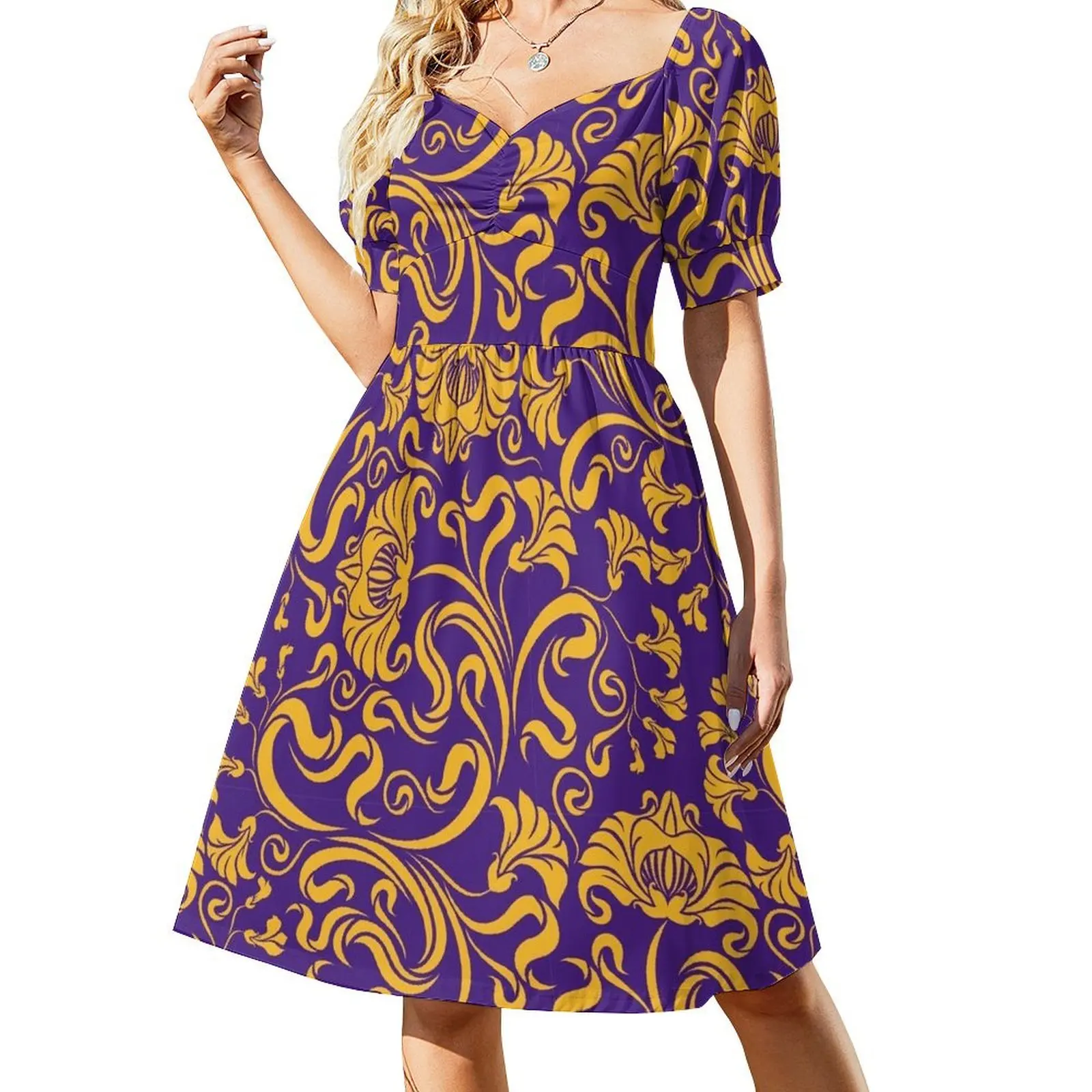 Baton Rouge - Floral Reversed Short Sleeved Dress long dress women dress party evening elegant luxury celebrity