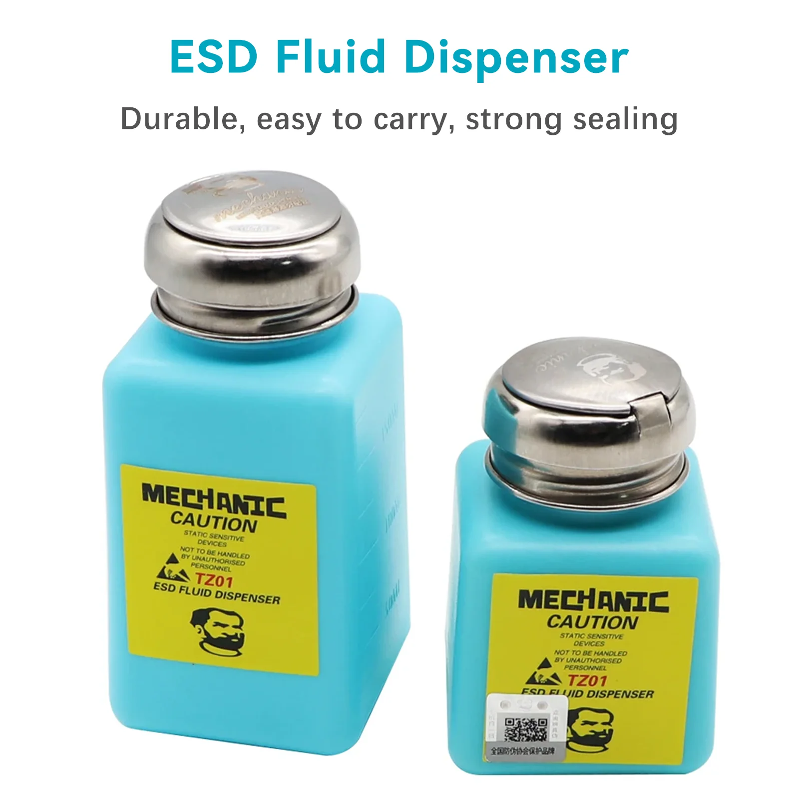 Mechanic 180ML Liquid Alcohol Bottle Press Pumping ESD Fluid Dispenser Metal Cap Plastic Container For PCB Motherboard Cleaning