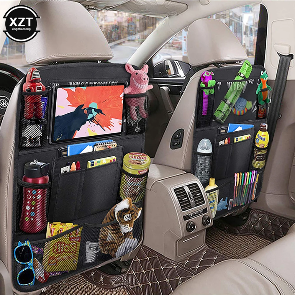 Car Backseat Organizer with Touch Screen Tablet Holder Auto Storage Pockets Cover Car Seat Back Protectors Car Accessories