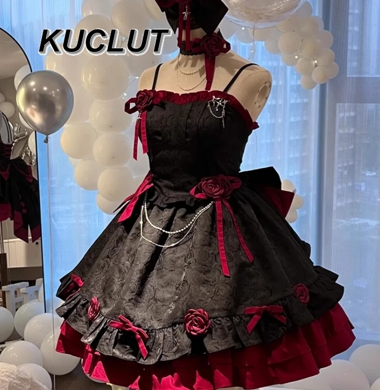 Goth Lolita Dress Jsk Romantic Y2k Sweet Cool Spaghetti Strap Abiti da principessa per le donne 2025 Nuova moda Primavera Estate