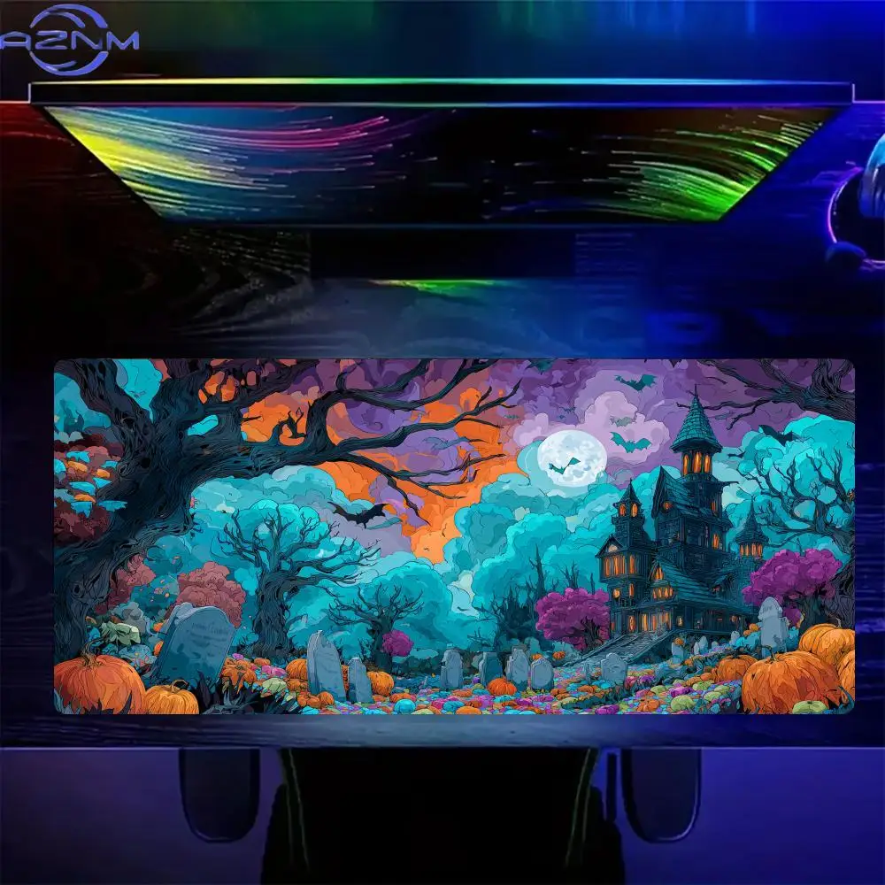 Halloween-themed castle Mouse Pad Large Computer Office Game Table Mats Rubber Anti-slip XXL Mouse Mat  Long Desk Pads
