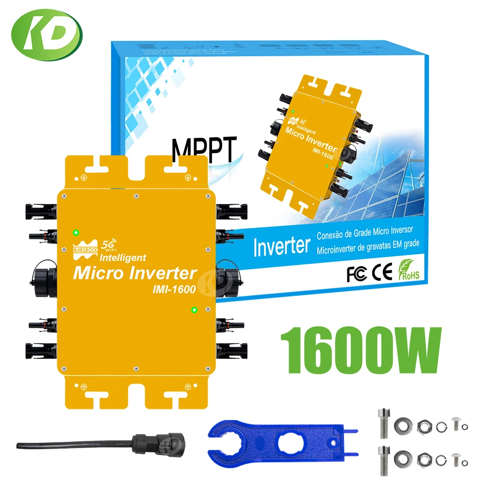 microinversor solar na rede mppt inversor 1600w entrada 2250vdc funcao wifi ip65 para 120v 230v sistema solar de grade para uso domestico 01