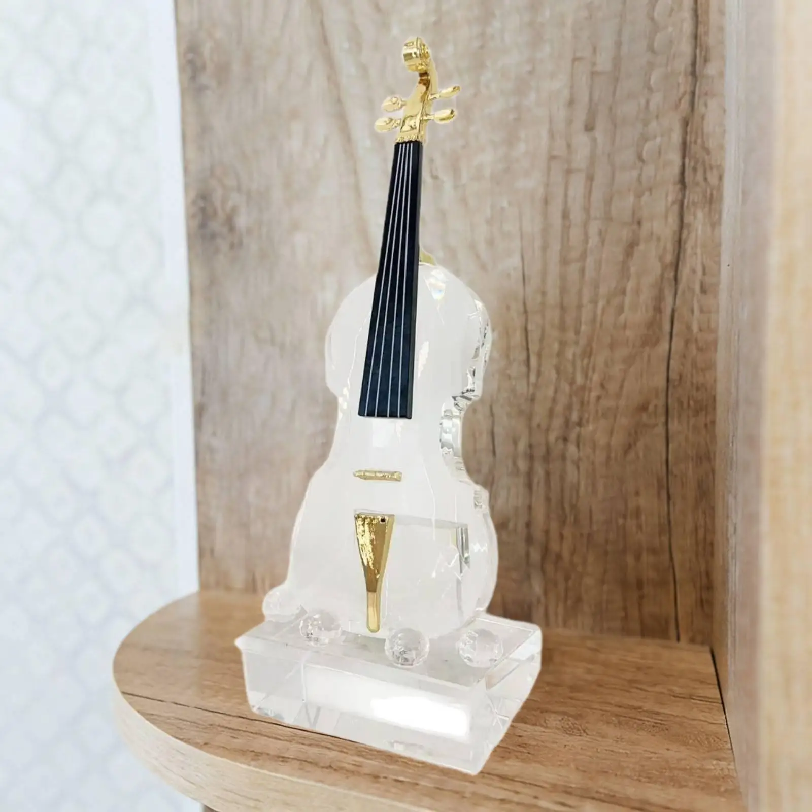 Violin Sculpture Simulation Gift Music Decor Statue Violin Figurine Desktop Ornament for Shelf Coffee Table TV Cabinet Tea Room