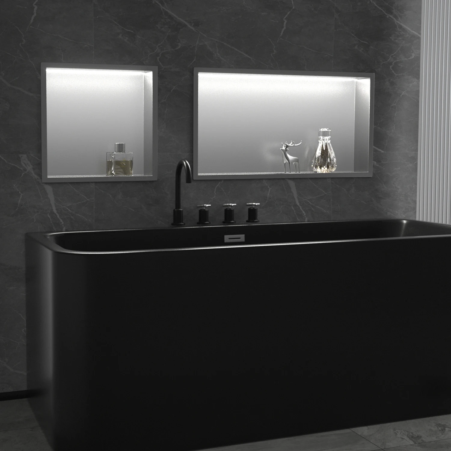 Wholesale Bathroom Organizers Storage Rectangular Shower Niches 304 Stainless Steel Wall Nihces with LED Strip Light