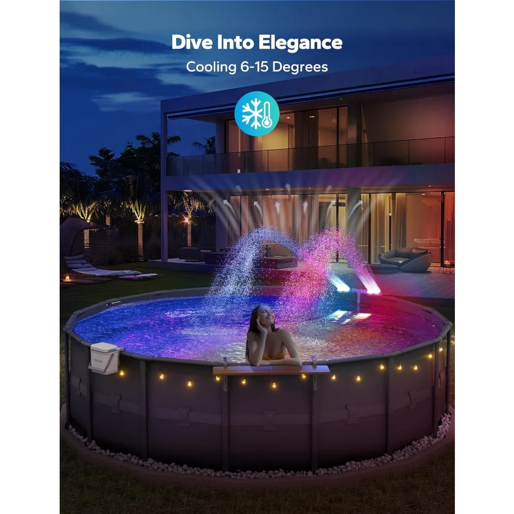 Pool Fountain with 7-Color LED Lights, above/Inground Pool Fountain Lights with Remote Control, Adjustable Pool Sprinkler