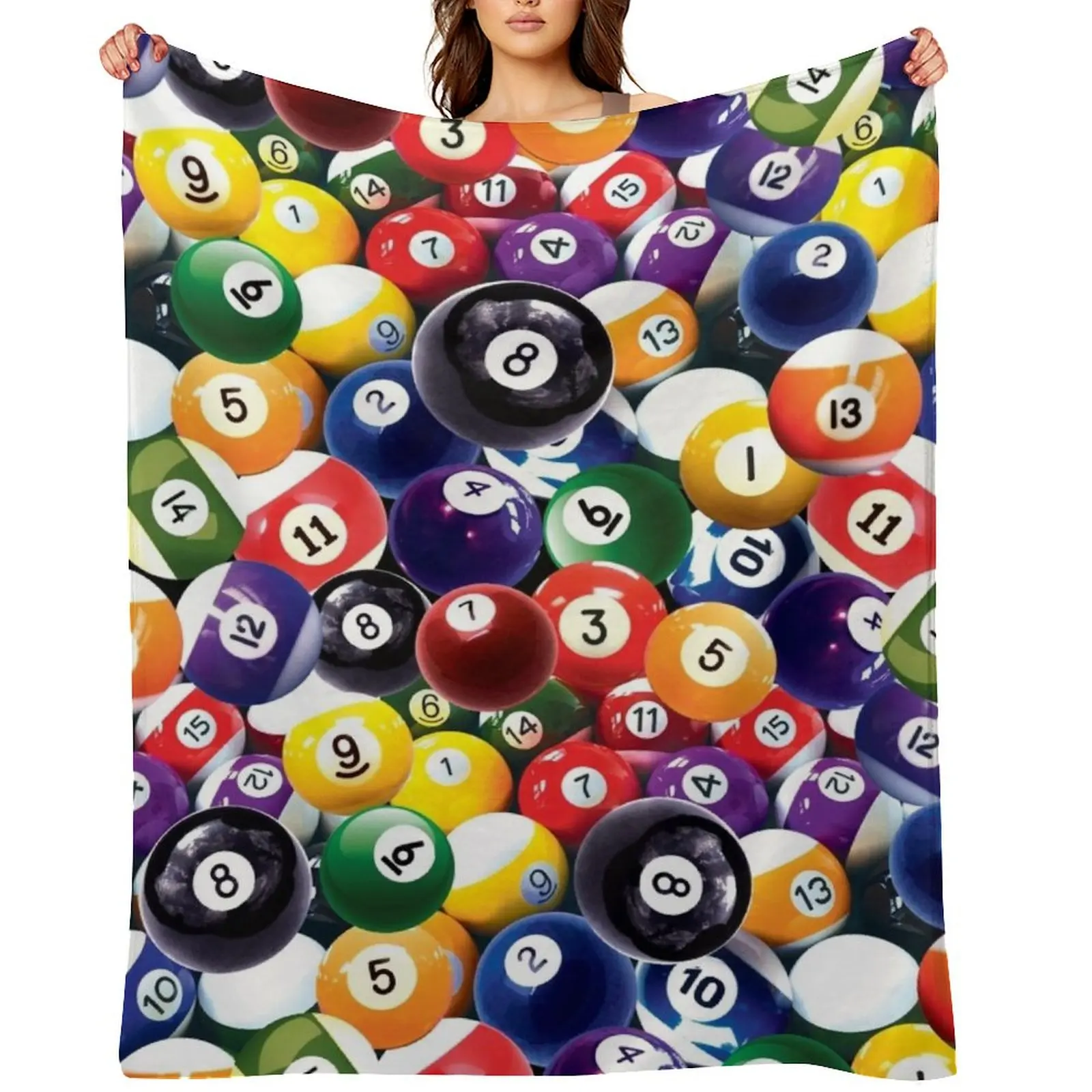 billiards, pocket billiards, carom, ball, colorful Throw Blanket Soft Cute Plaid Picnic wednesday Warm Summer Beddings Blankets