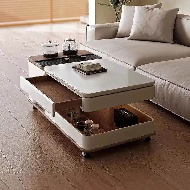 Living room coffee table Household tea making Modern simple light luxury New movable rock slab Multifunctional small table