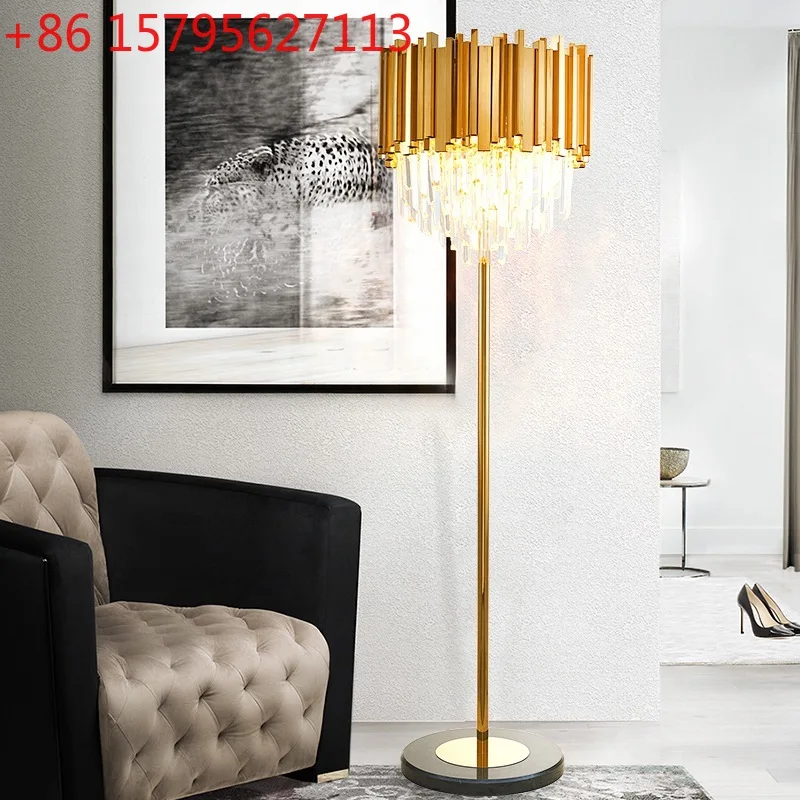 

Luxury Led Floor Lamp Of Living Room Modern Gold Home Decor Indoor Light Fixture Creative Crystal Bedroom Stainless Steel Lustre