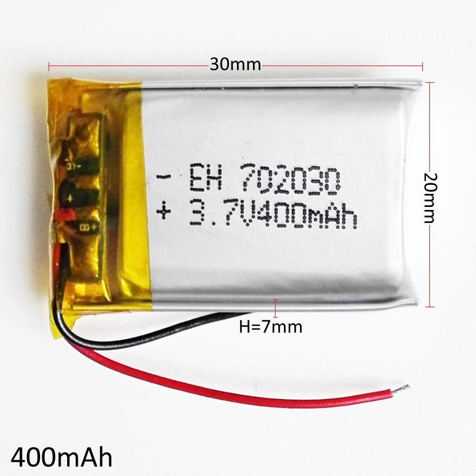 3.7V 400mAh 702030 Lithium Polymer Li-Po Rechargeable Battery  For Mp3 MP4 MP5 GPS PSP Bluetooth Electronic Part Video Games