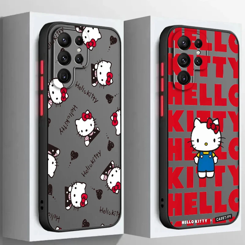 

Hello Kitty Sanrio Cartoon Frosted Translucent For Samsung Note 20 A35 A03 A54 A31 A22 A34 A14 A24 A04 A55 5G TPU Phone Case