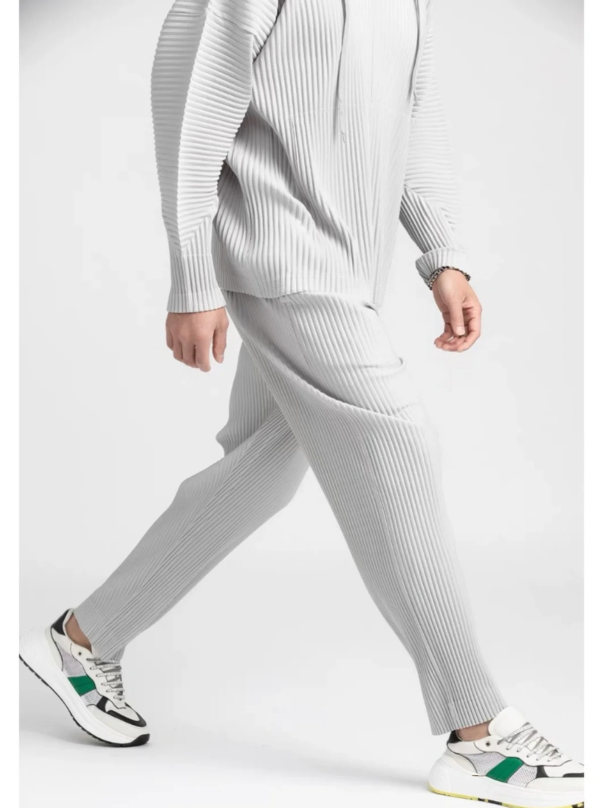 

Loose Tapered Casual Pants Men's Faion Crumpled Loose Waist Nine Points Summer Autumn High Elastici Japanese Sle JF49