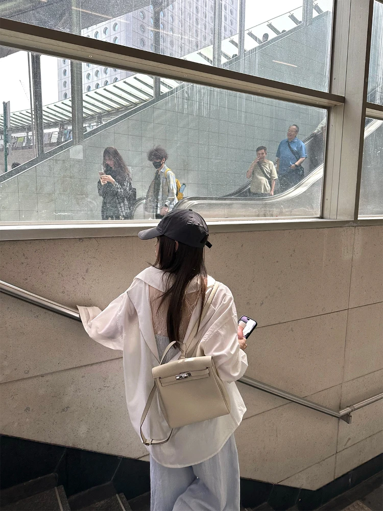 

FancyFairy Cotton Linen Bal irt Women's Spring New Two-Way Wear Long Sve White irt Straight Cut Commute Sle